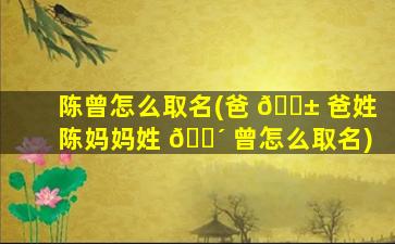 陈曾怎么取名(爸 🐱 爸姓陈妈妈姓 🐴 曾怎么取名)